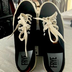 Frye Canvas/Leather Black and Cream Sneakers